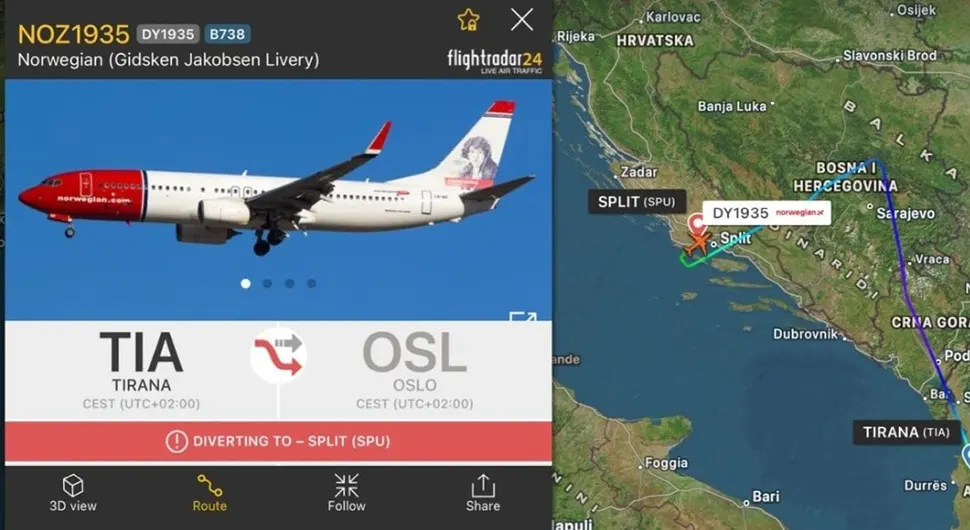 Авион принудно слетио у Сплит, летио преко БиХ